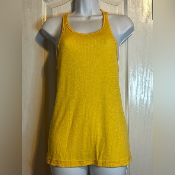 Free People Yellow Racerback Ribbed Tank Top - Size Small βοΈπ - Picture 1 of 4